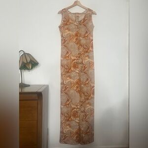 Vintage Cream and Orange Swirl Jumpsuit